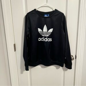 Adidas Originals Women's Trefoil Crew satin blue pullover Sweatshirt size medium